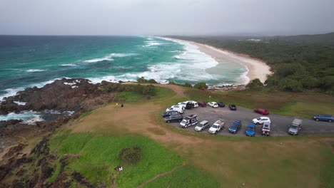 cudgera beach and hastings point lookout in nsw, australia - aerial drone shot