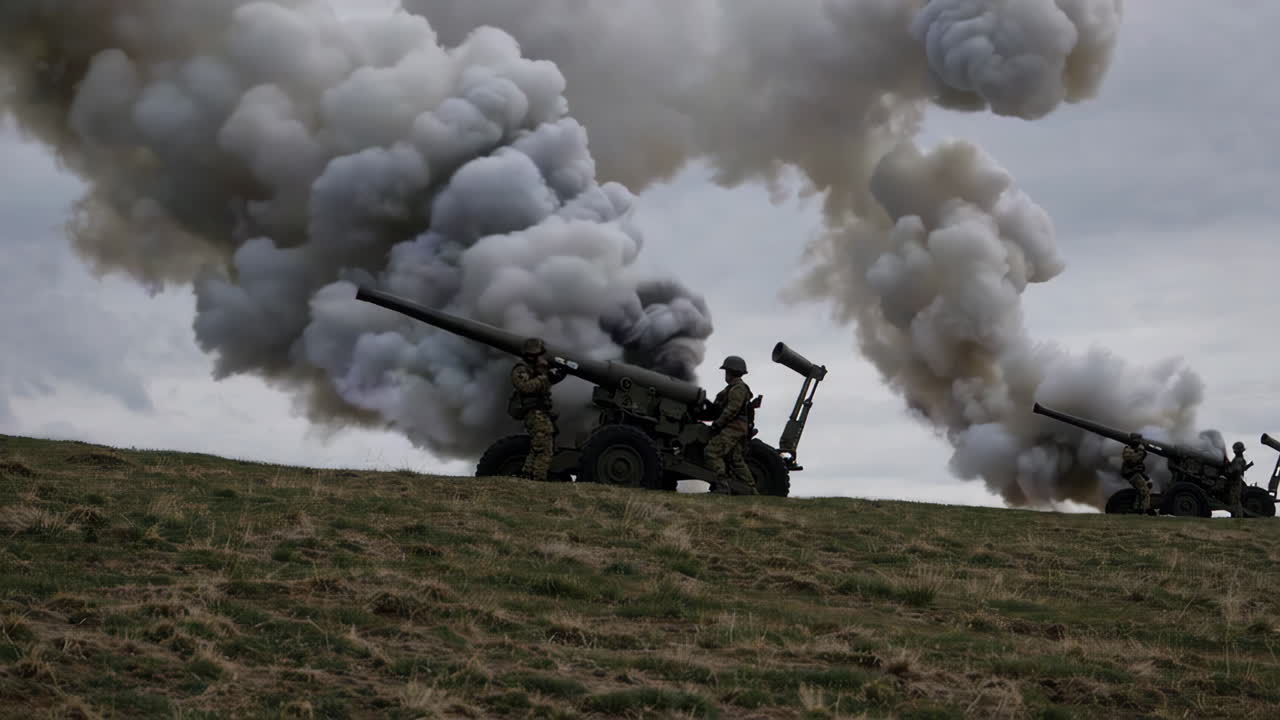 Military Cannon Firing Demonstration