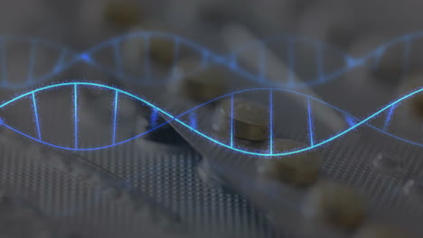 animation of dna strands over pills