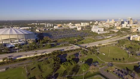 4K-Aerial-Drone-Video-of-Tampa-Bay-Rays-Major-League-Baseball-Stadium-in-Downtown-St