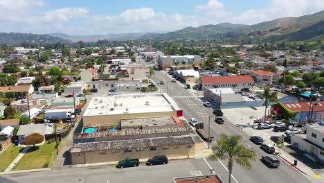 aerial over the avenue section of ventura california with businesses and offices visible southern california or los angeles average west coast town 2