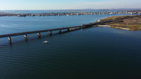 An-aerial-shot-over-Grassy-Bay-in-Queens,-NY