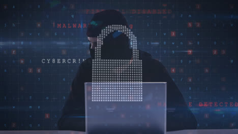 Animación-De-Advertencia-De-Ciberataque-Sobre-Candado-De-Seguridad-En-Línea-Y-Hacker