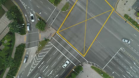 aerial view of a busy city intersection