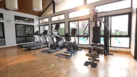 Stylish-Polished-Wooden-Gym-With-Exercise-Equipments