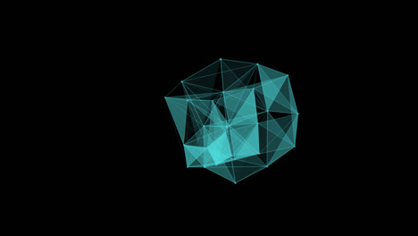 Plexus Box, Blue Abstract 3D Technology Background. Moving Dots And Lines. Network Connection Information Structure