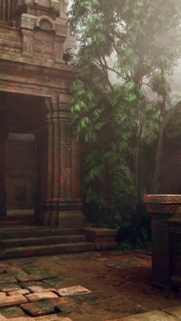 ancient temple ruins amidst jungle