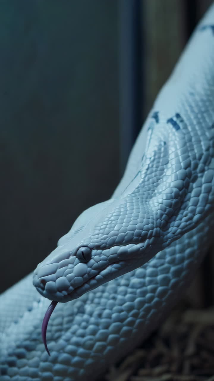 Serpente albino in un terrario