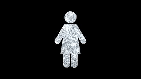 woman female icon shining glitter loop blinking particles .