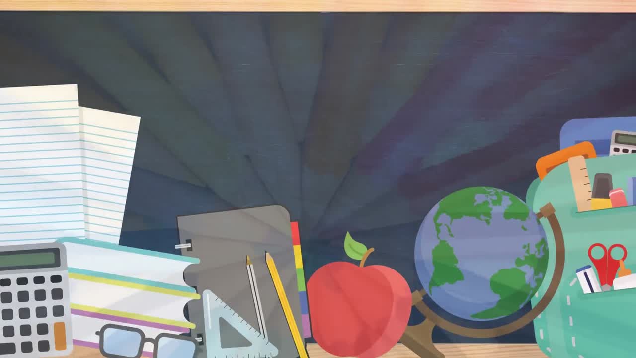 школьные концептуальные иконы против цветных карандашей, вращающихся