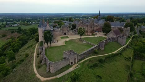 aerial view of a medieval castle and village in france
