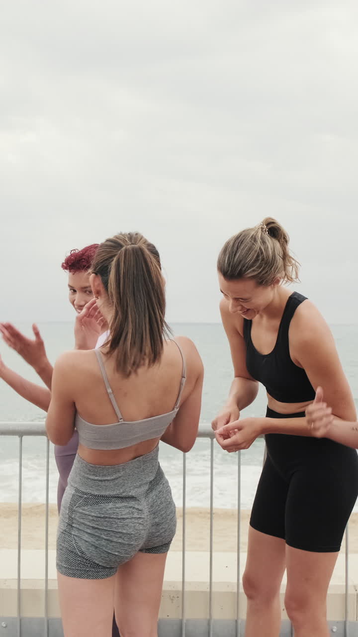 Friends Enjoying Fitness by The Beach