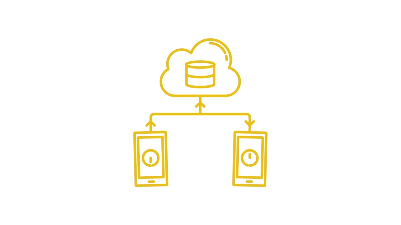 Animated Icon of Cloud Database Syncing with Mobile Phones