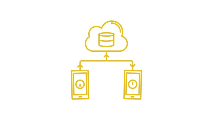 Animated Icon of Cloud Database Syncing with Mobile Phones