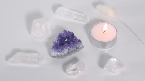 amethyst cluster and clear quartz