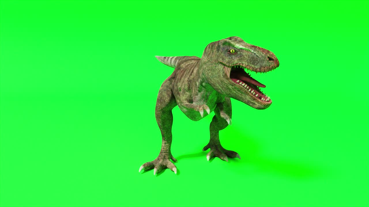 el tiranosaurio rex enojado en la pantalla verde