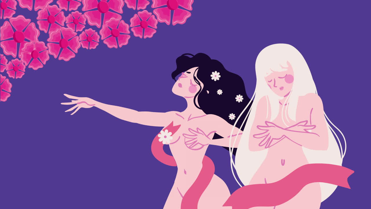 여자 벌거벗은 유방암 캠페인