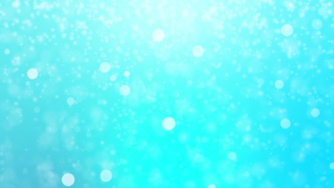 abstract background with animation of flying particles as bokeh light  beautiful seamless loop. bubbles snow floating dust particles with flare on blue background in slow motion dynamic wind in air