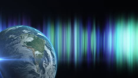 Animation-Des-Globus-über-Nordlichtern-Und-Schwarzem-Hintergrund