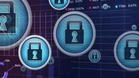 animation of padlock icons over financial data processing