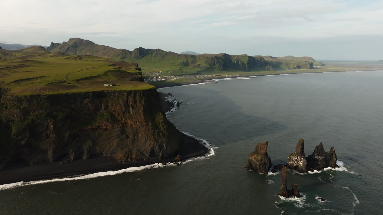 Icelandic Black Sand Beach and Coastal Cliffs