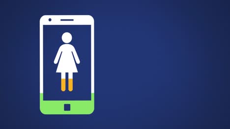 forma femenina en la pantalla del teléfono inteligente llenándose de colores 4k