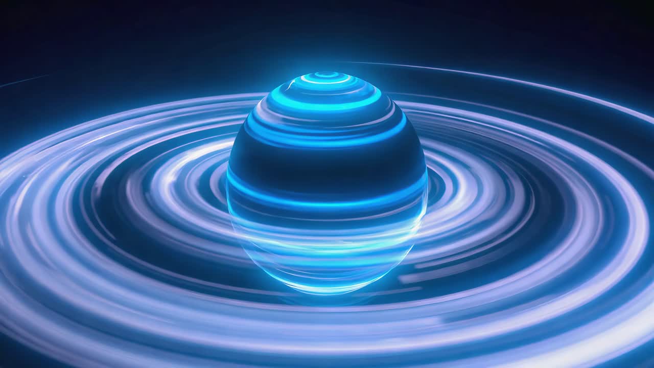 Glowing Blue Sphere with Rings