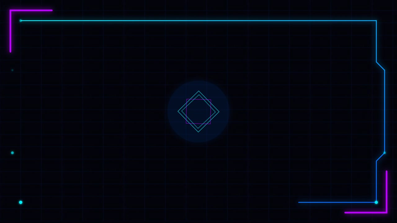 Abstract Neon Geometric Frame Animation with Rotating Squares
