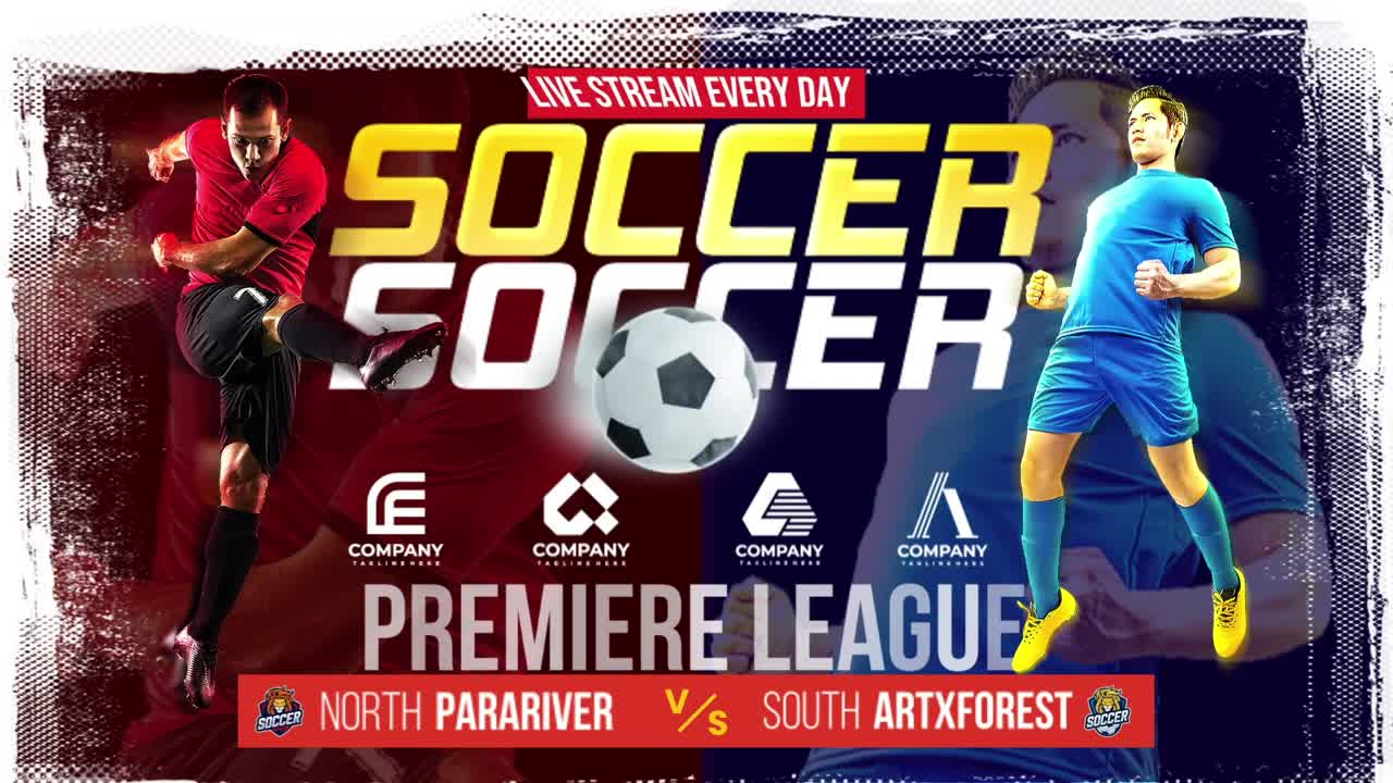 Dynamic Soccer Players in Animated Sports Broadcast Graphic
