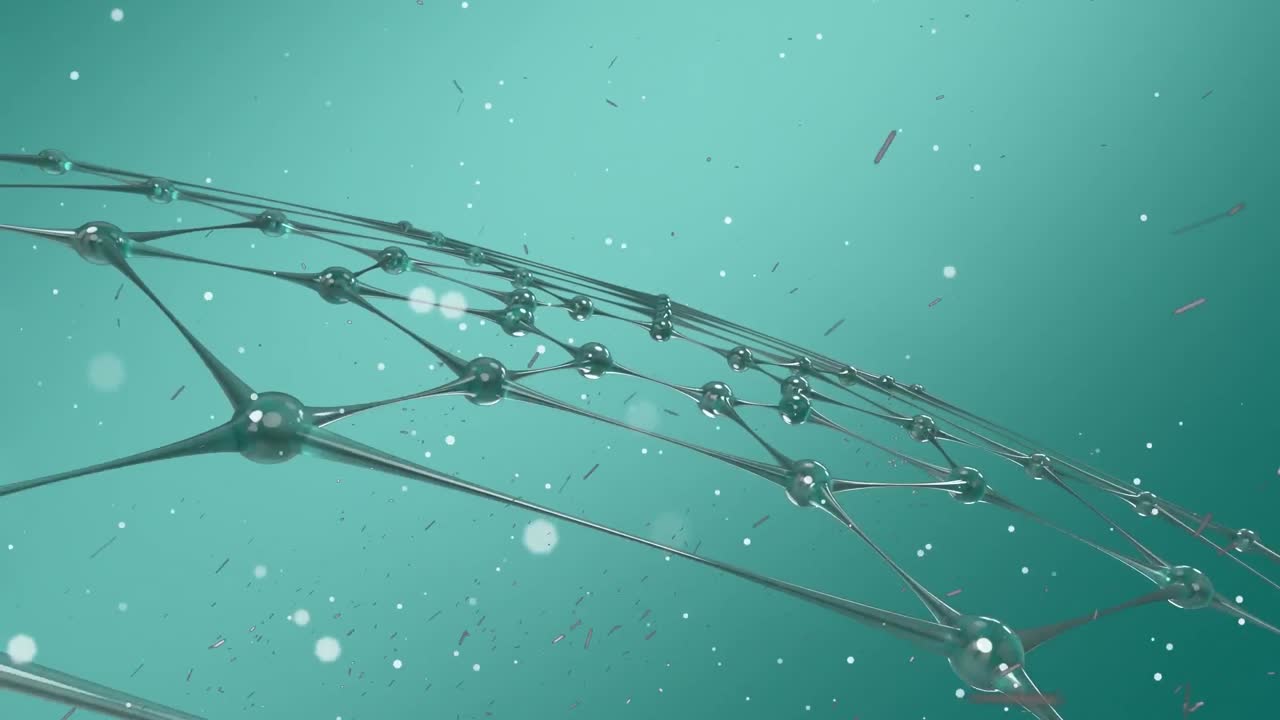 파란색 배경 위에 은색 그리드의 애니메이션