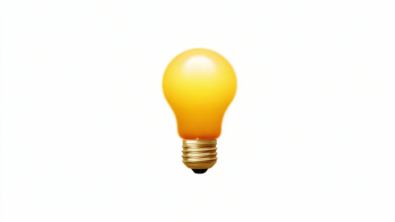 Transformation of a Light Bulb: From Unlit to Lit, This Sequence Showcases the Vibrant Glow of Illumination, Symbolizing Ideas and Inspiration in a Bright Yellow Hue