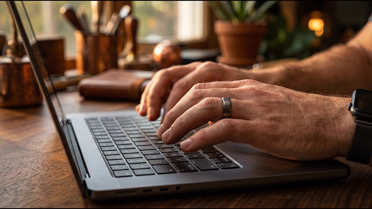 Professionista che digita sulla tastiera del computer mentre gestisce progetti digitali e comunicazione