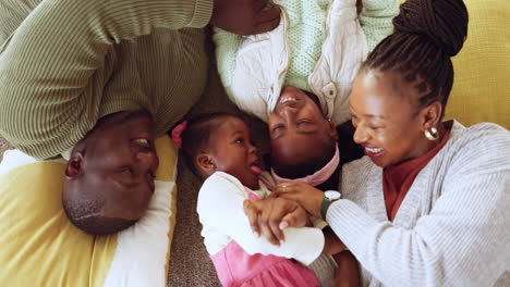 Floor,-above-and-black-family-playing-in-a-living