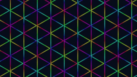 diagonal rainbow lines create geometric black and white grid pattern