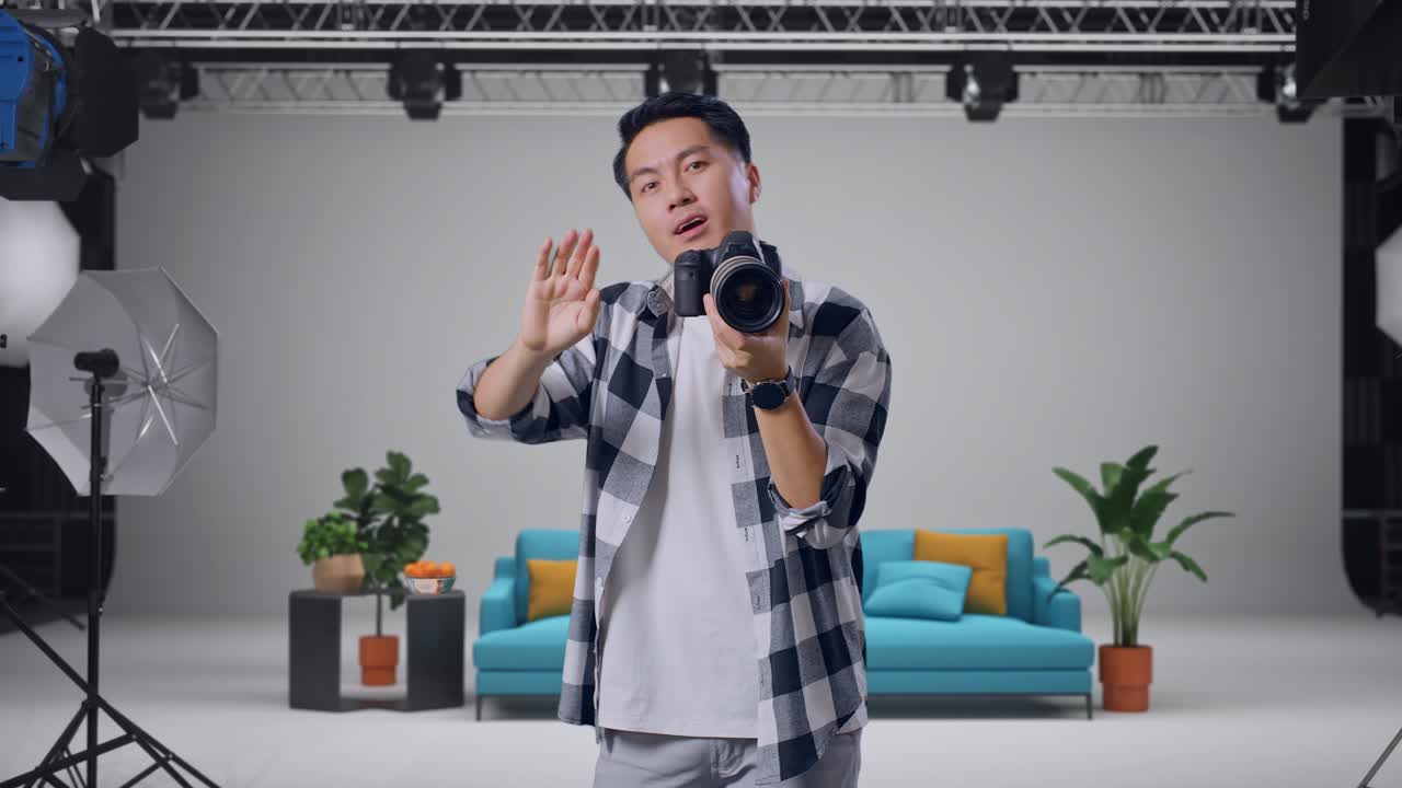 스튜디오에서 사진작가