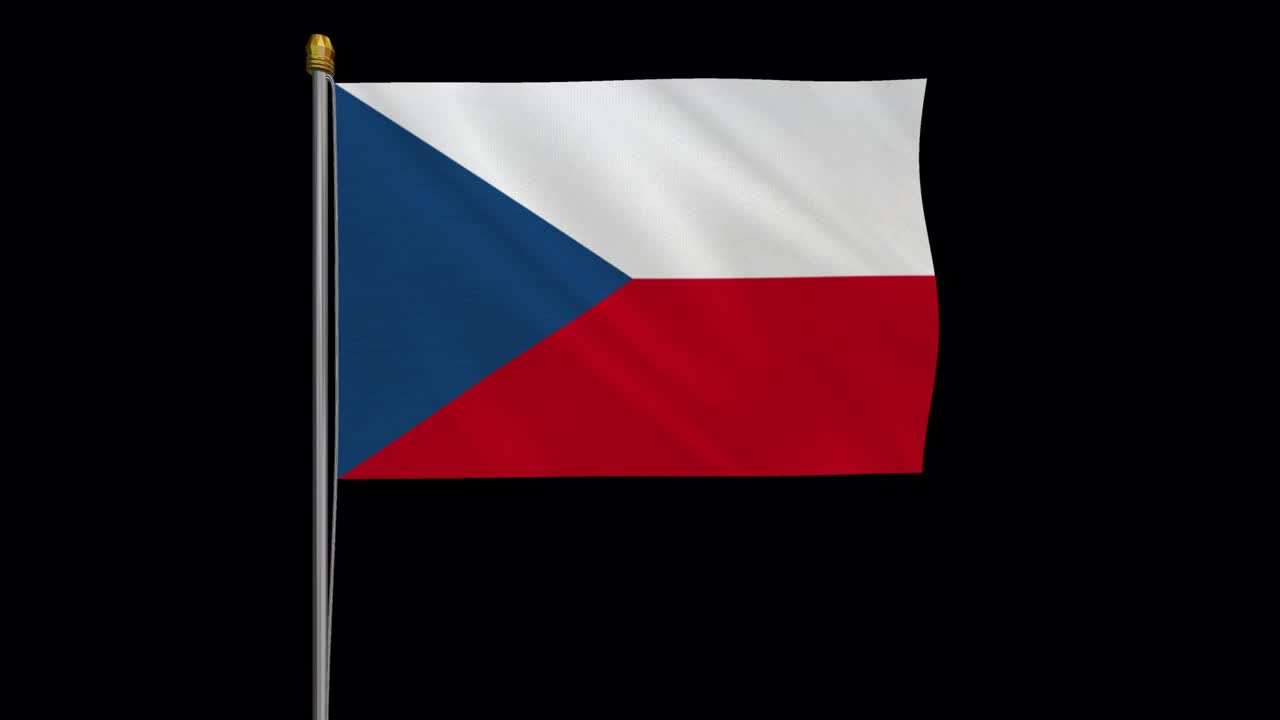 바람에 날아다니는 체코 공화국 발의 루프 비디오, 4k의 느린 동작 비디오, 알파 채널