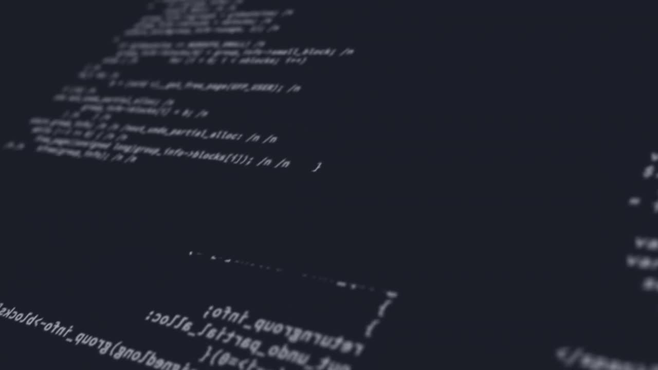 willekeurige computercodes die tijdens het schrijven of typen op het scherm worden geprojecteerd