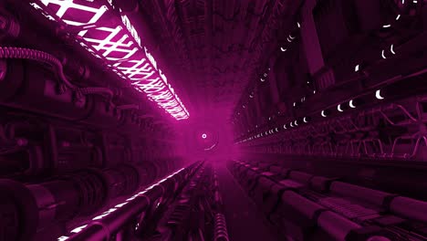 futuristic cyberpunk tunnel with glowing neon lights