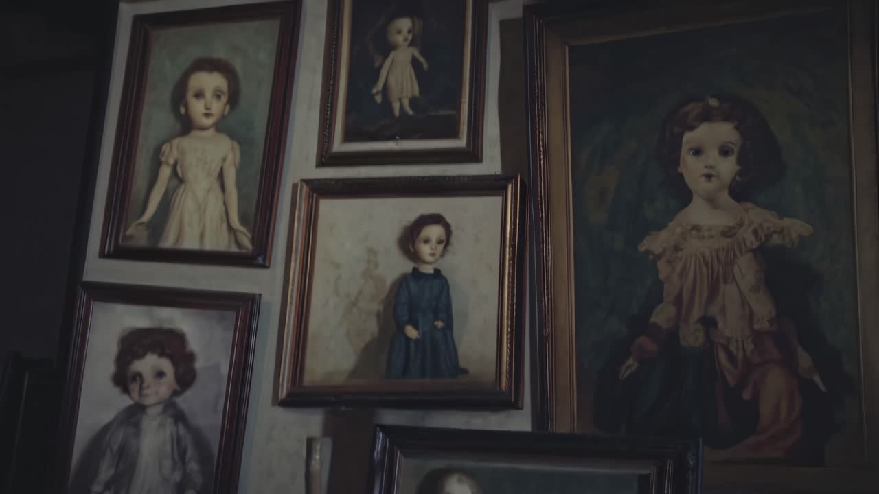 Vintage Doll Portraits in a Dark Room