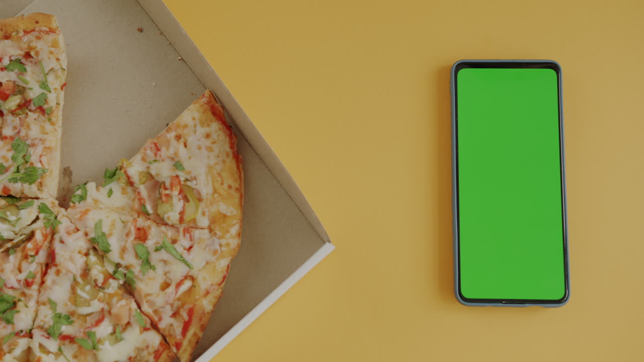 Pizza in a Box with Green Screen Phone