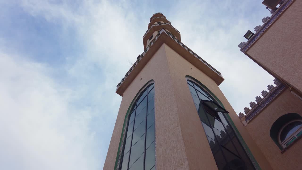 Outside view of Minaret Al-Kawthar Mosque in algeria , wilaya de Blida .