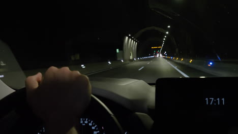 view of tunnel road from driver perspective