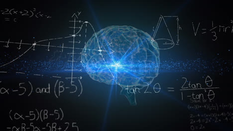 Animation-of-mathematical-equations-and-data-processing-over-human-brain