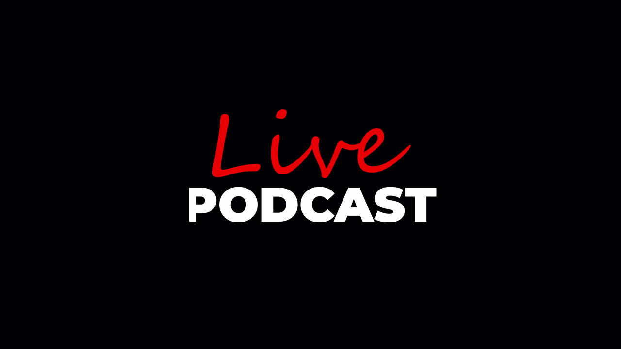 Animeret titelgrafik til live-podcast med mikrofonikon