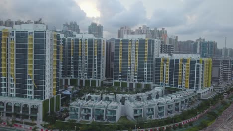 drone footage of tseung kwan o city, hong kong