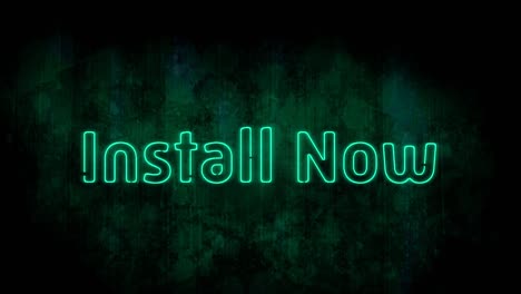 Animation-of-green-neon-style-words-Install-Now-flickering-on-dark-green-background