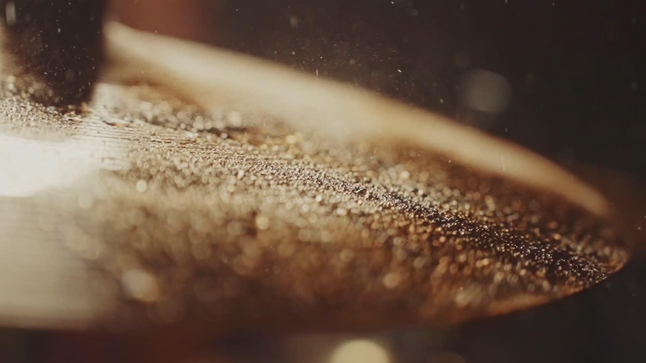 Close-up of a wet cymbal
