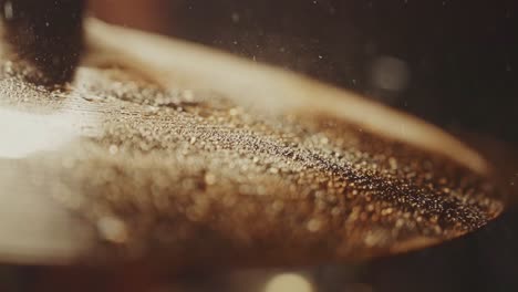 close-up of a wet cymbal