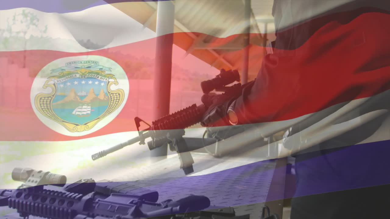 아프리카계 미국인 남성 군인 위에 코스타리카의 발의 애니메이션