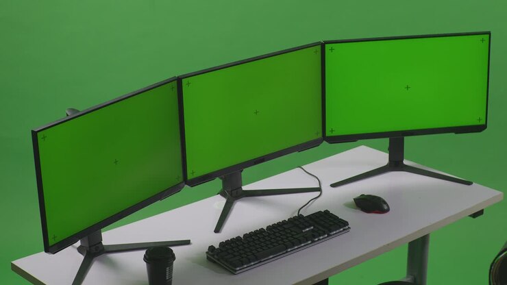 Mock Up Multiple Computer Green Screen In Green Screen Studio